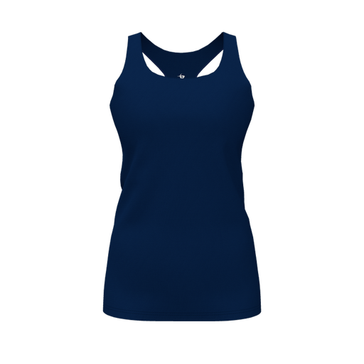 [CUS-DFW-RCBK-PER-NVY-FYS-LOGO1] Racerback Tank Top (Female Youth S, Navy, Logo 1)