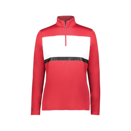 [222791.408.XS-LOGO2] Ladies Bold 1/4 Zip Pullover (Female Adult XS, Red, Logo 2)