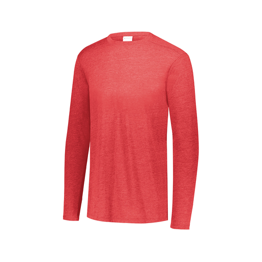 [3075.V96.XS-LOGO1] Decker Men's Tri-Blend T-Shirt - Long Sleeve (Adult XS, Red, Logo 1)